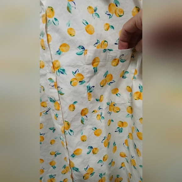 Croft & Barrow Lemon Citrus Print Women 3X Button Down Shirt Teacher Grandmacore - Picture 3 of 7